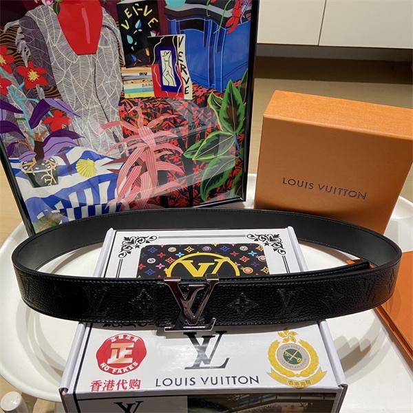型押しレザー調 LOUIS VUITTON ルイヴィトン コピー ワイドベルト ビッグLVバックル モダンメンズ