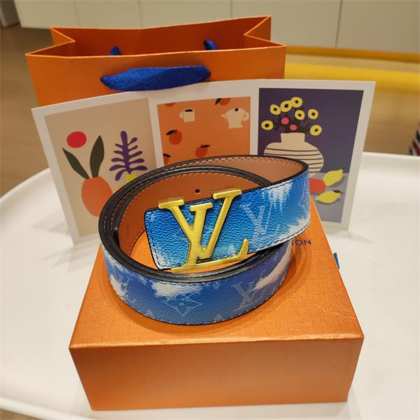 染め風モノグラム LOUIS VUITTON ルイヴィトン コピー ワイドベルト クラウドブルー LVメタル金具
