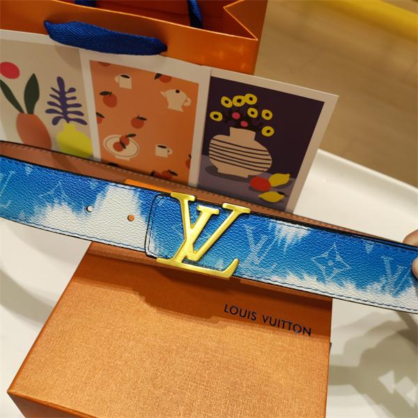 染め風モノグラム LOUIS VUITTON ルイヴィトン コピー ワイドベルト クラウドブルー LVメタル金具