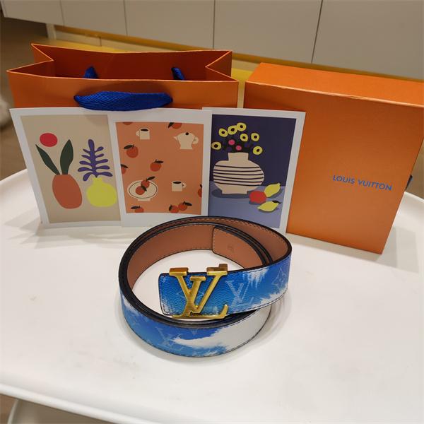 染め風モノグラム LOUIS VUITTON ルイヴィトン コピー ワイドベルト クラウドブルー LVメタル金具