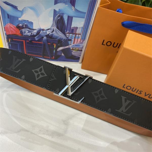 金銀アクセント LOUIS VUITTON ルイヴィトン コピー モノグラムベルト 立体LVシグネチャー モダンデザイン