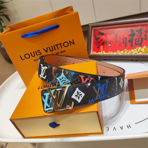 ペイントアート仕様 LOUIS VUITTON ルイヴィトン コピー ワイドベルト マルチカラーLV レタリングアクセント