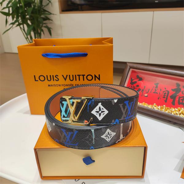 ペイントアート仕様 LOUIS VUITTON ルイヴィトン コピー ワイドベルト マルチカラーLV レタリングアクセント