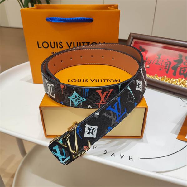 ペイントアート仕様 LOUIS VUITTON ルイヴィトン コピー ワイドベルト マルチカラーLV レタリングアクセント