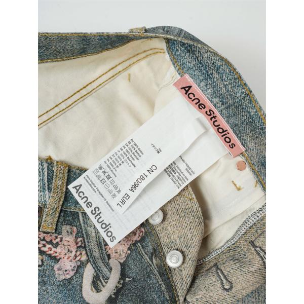 装飾デニムが主役 Acne Studios アクネ ストゥディオズ コピー ワイドハーフパンツ ハートモチーフ フェード加工
