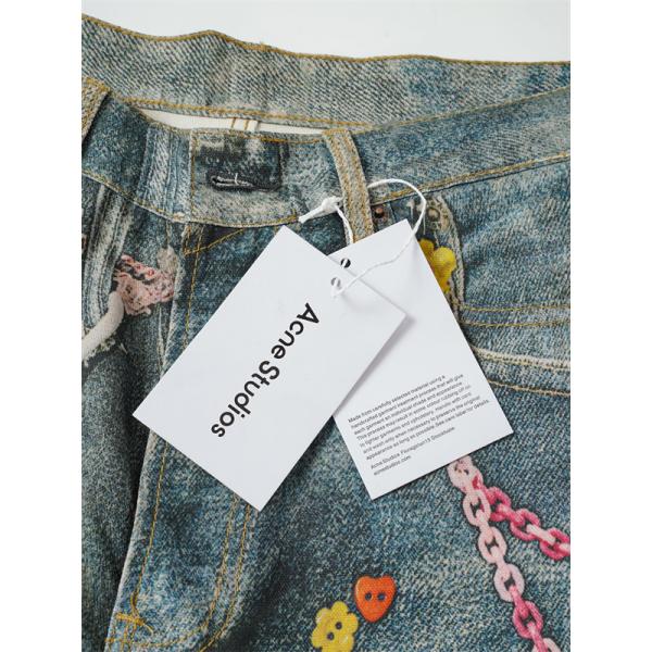 装飾デニムが主役 Acne Studios アクネ ストゥディオズ コピー ワイドハーフパンツ ハートモチーフ フェード加工