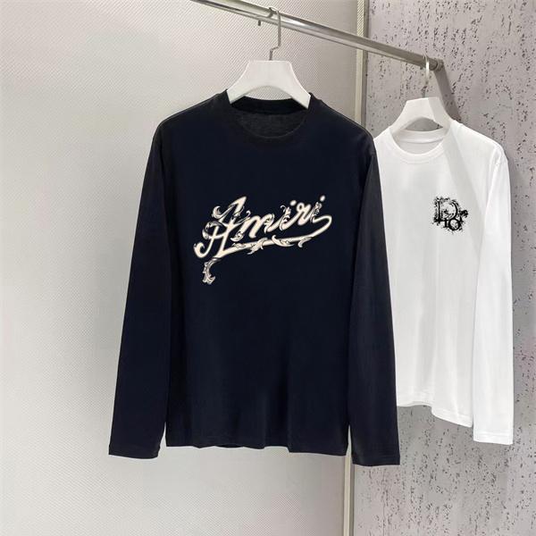 AMIRI アミリ コピー メンズ 長袖Tシャツ スクリプトロゴ オーナメントライン クルーネック