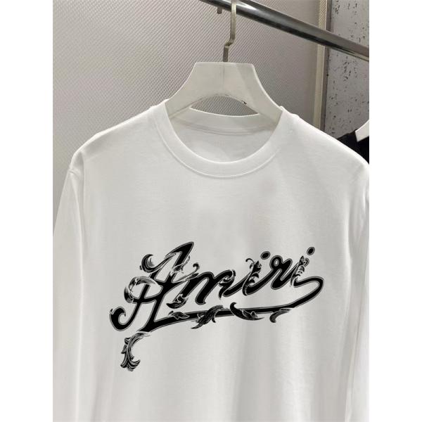 AMIRI アミリ コピー メンズ 長袖Tシャツ スクリプトロゴ オーナメントライン クルーネック