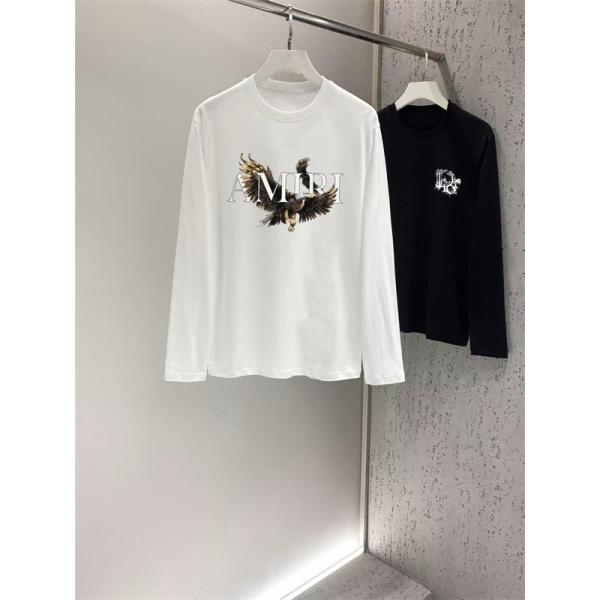 翼を広げた存在感 AMIRI アミリ コピー ロングスリーブTシャツ バードアート レイヤードロゴ
