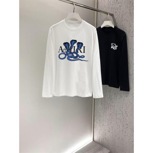 蛇モチーフが際立つ AMIRI アミリ コピー ロングスリーブTシャツ ロゴオーバーレイ ダークアート