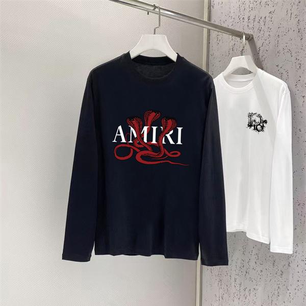 蛇モチーフが際立つ AMIRI アミリ コピー ロングスリーブTシャツ ロゴオーバーレイ ダークアート