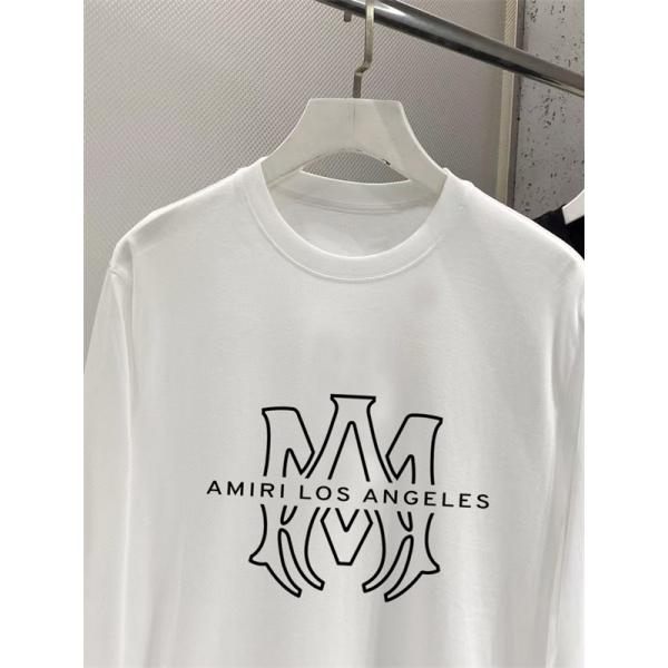 シンボルロゴ際立つ AMIRI アミリ コピー ロングスリーブTシャツ LAレタリング 線画グラフィック