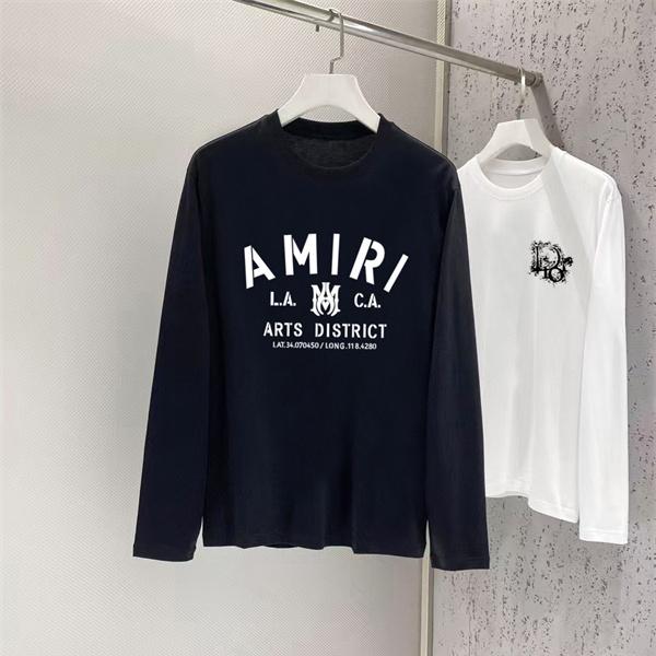 L.A.ムード漂う AMIRI アミリ コピー ロングスリーブTシャツ エンブレムロゴ タイポグラフィデザイン
