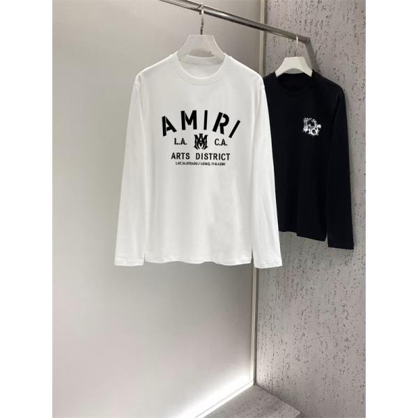 L.A.ムード漂う AMIRI アミリ コピー ロングスリーブTシャツ エンブレムロゴ タイポグラフィデザイン