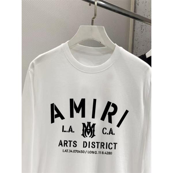 L.A.ムード漂う AMIRI アミリ コピー ロングスリーブTシャツ エンブレムロゴ タイポグラフィデザイン