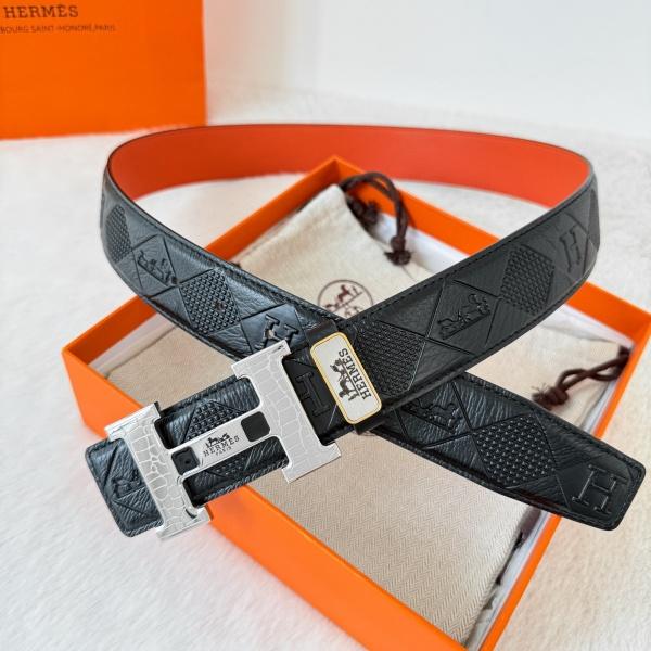 HERMÈS コピー 指名買い候補 メンズHバックルベルト 一層牛革 リバーシブル仕様 メタル金具 都会的スタイル