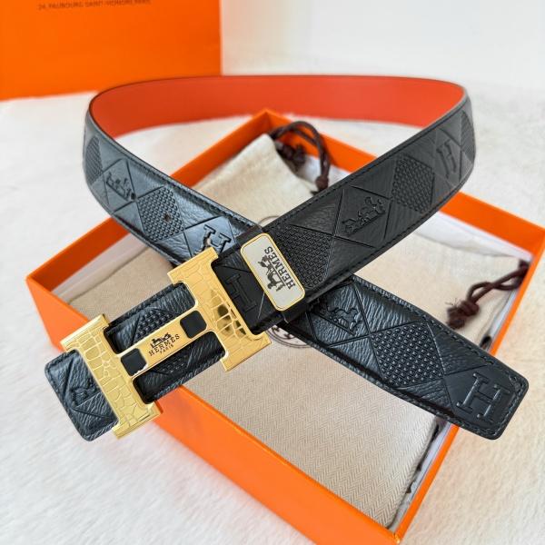 HERMÈS コピー 指名買い候補 メンズHバックルベルト 一層牛革 リバーシブル仕様 メタル金具 都会的スタイル