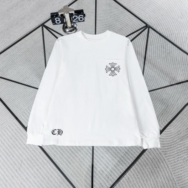 Chrome Hearts コピー バックサークルクロス ロングスリーブTシャツ 胸ポケット仕様 ゴシックロゴ 存在感抜群 注目モデル