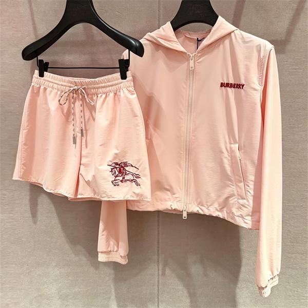 軽やかスポーティ BURBERRY バーバリー コピー 2ピースセット ロゴブルゾン ドローストリングショーツ