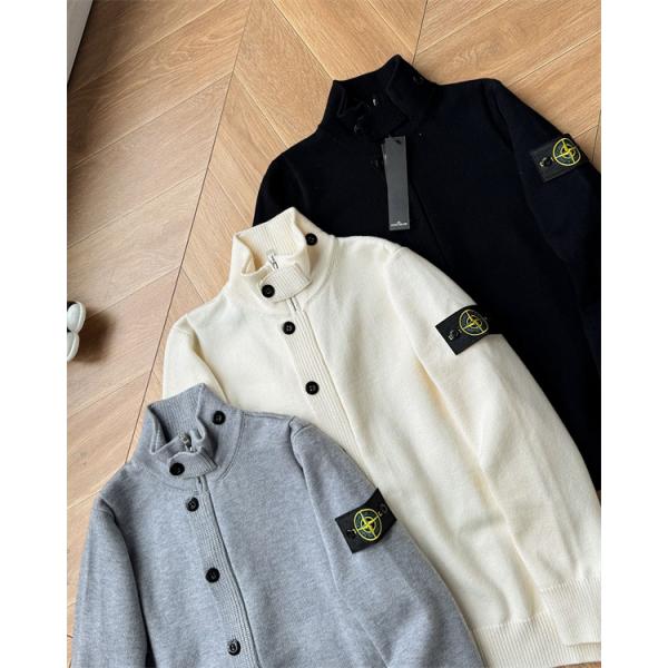 STONE ISLAND ストーンアイランドカーディガンコピー 新作★コットンウール混紡 ニットカーディガン ボタン付き 秋冬