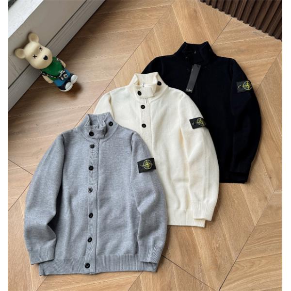 STONE ISLAND ストーンアイランドカーディガンコピー 新作★コットンウール混紡 ニットカーディガン ボタン付き 秋冬