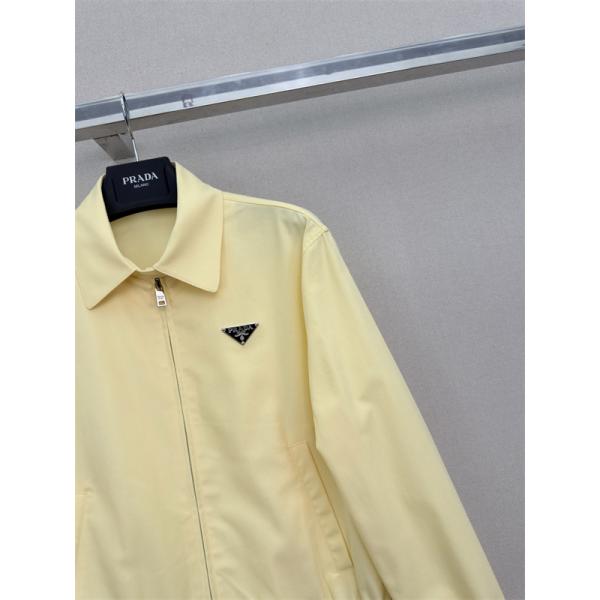 軽快スポーティ PRADA プラダ コピー ライトジャケット シャツカラー イージーヘム ペールイエロー