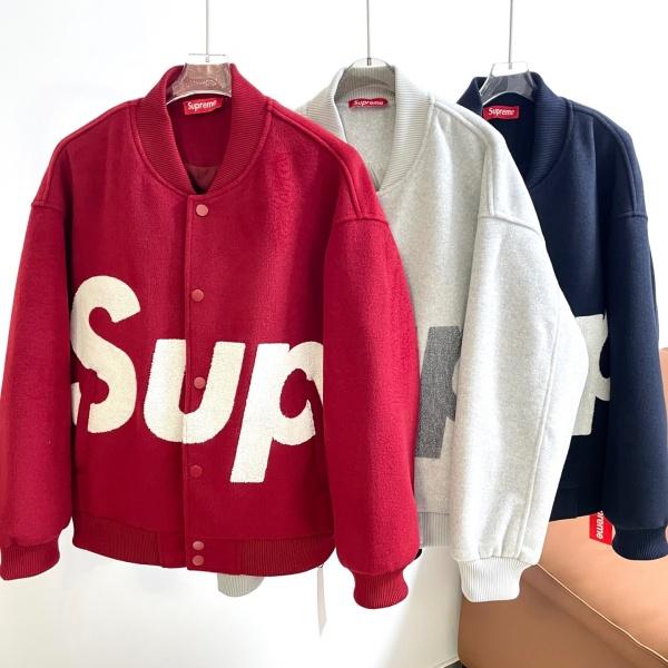 Supreme コピー 2026秋冬 注文集中 Big Logo ウールタッチ スタジャン ワイドシルエット 刺繍レタリング ユニセックス