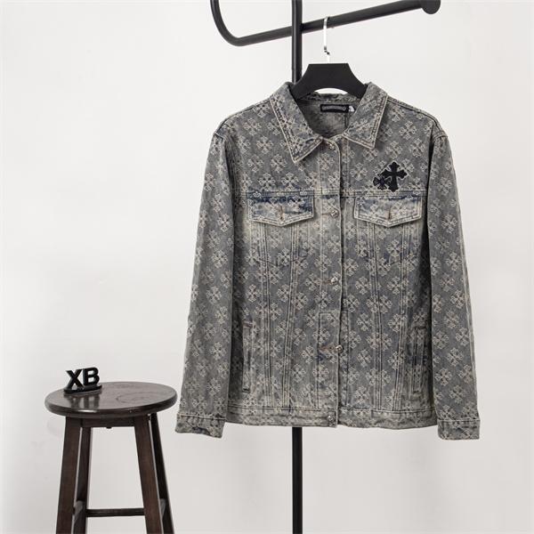 クロスエンブレム ストーンウォッシュ ダブルポケット CHROME HEARTS クロムハーツ コピー 総柄デニムブルゾン ダークストリート