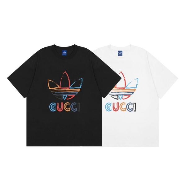 注目コラボ adidas 半袖Tシャツ グッチ カラフルトレフォイル アディダス GUCCI ジュニアストリート