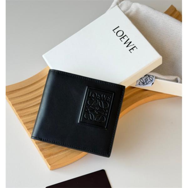 LOEWE ★ロエベ二つ折り財布コピーエンボス加工 プレーン牛革 メンズ ミニマルショートウォレット
