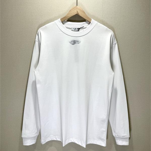 ミニプレートアクセント DIOR ディオール コピー クルーネック長袖Tシャツ ミニマル仕立て
