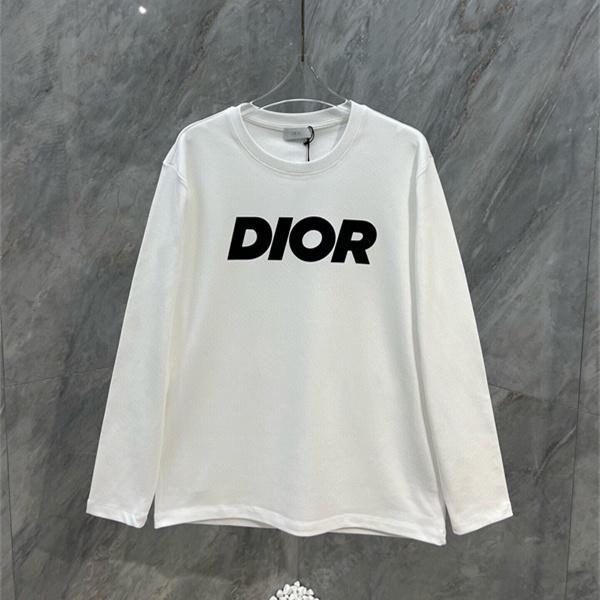 ビッグロゴ ストリート仕様 DIOR ディオール コピー クルーネック長袖Tシャツ ブラック＆ホワイト