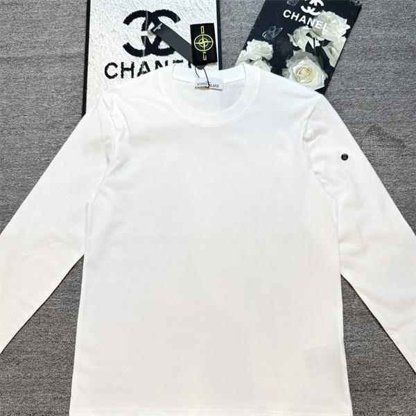 コンパスパッチ STONE ISLAND ストーンアイランド コピー 長袖トップス ブラック＆アイボリー デイリー仕様