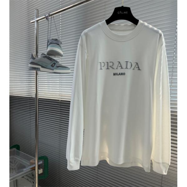 2026秋冬新作★プラダ長袖ｔシャツコピー人気お洒落シンプルデザイン黒色ホワイトPRADA通販