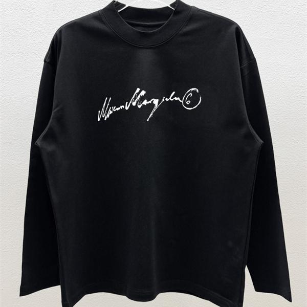 手書きロゴ クルーネック MM6 Maison Margiela メゾン マルジェラ コピー 長袖Tシャツ リラックスシルエット