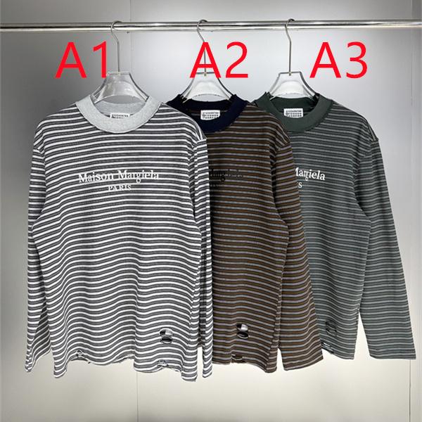 細ボーダー ロゴプリント MM6 Maison Margiela メゾン マルジェラ コピー 長袖Tシャツ レトロカジュアル