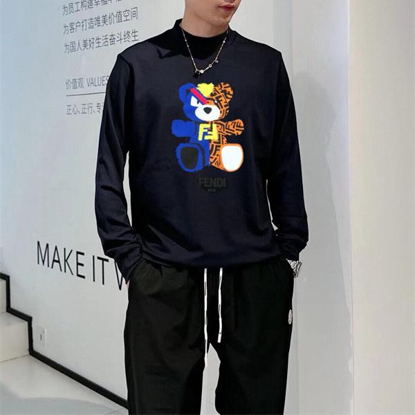 マルチカラーグラフィック FENDI フェンディ コピー クルーネック長袖トップス 都会派カジュアル