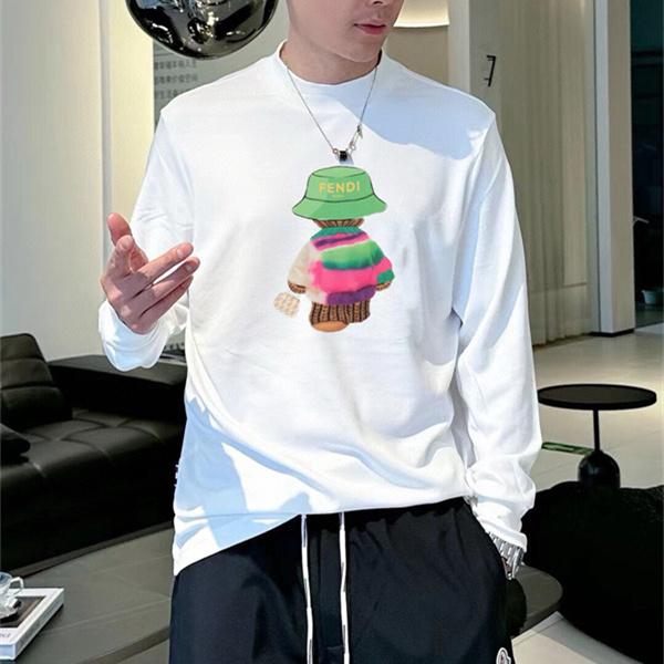 バケットハットモチーフ FENDI フェンディ コピー カラーベアグラフィック 長袖Tシャツ ストリート仕様