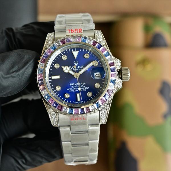 注目度の高い ロレックス激安 腕時計 サブマリーナー風 マルチカラーベゼル ROLEX ストーンカスタム