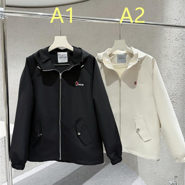 フード付き ブラック＆アイボリー MONCLER モンクレール コピー ジップブルゾン ミニマル仕様