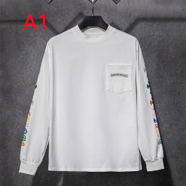 マルチカラー袖プリント ポケット付き CHROME HEARTS クロムハーツ コピー 長袖Tシャツ カラフルストリート