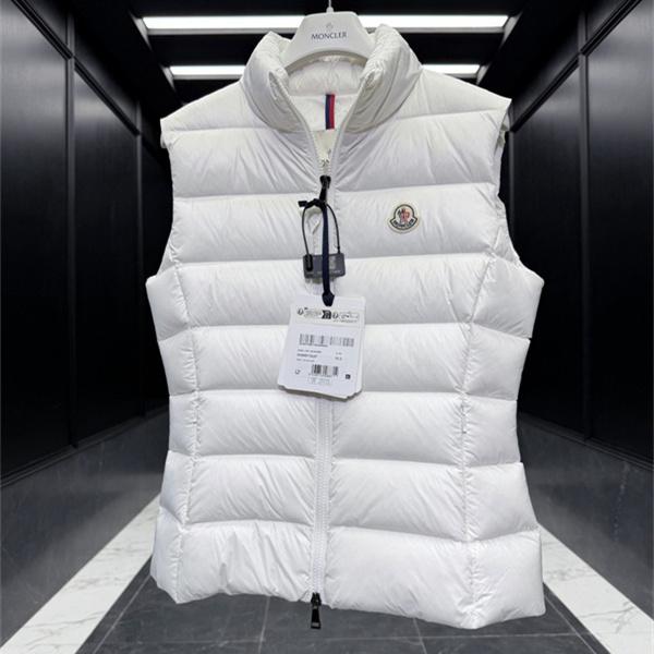 ホワイト ダウンキルティング MONCLER モンクレール コピー スタンドカラーベスト ミニマル仕様