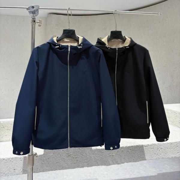 2026新作注目 PRADA フード付きジャケット プラダ激安 配色ライニング シティアウトドア