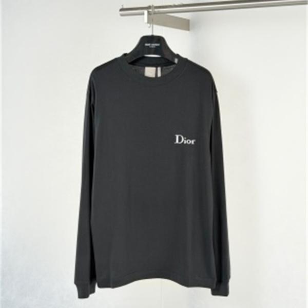 胸元レタリング ソリッドカラー DIOR ディオール コピー ロングスリーブTシャツ ミニマルデザイン