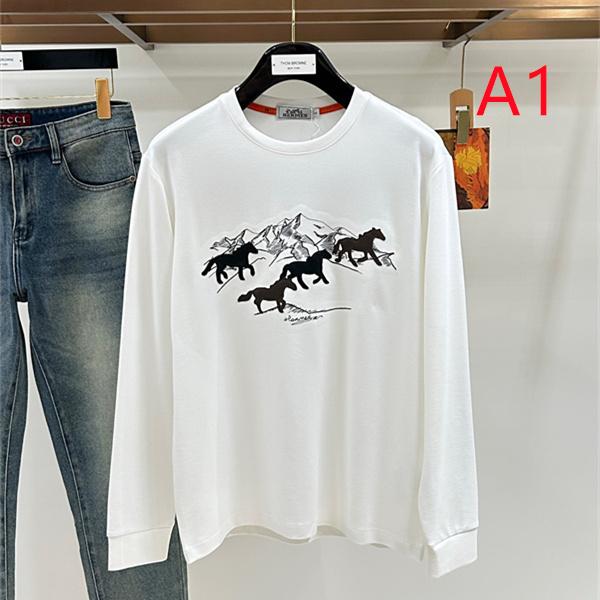 ホースグラフィック マウンテンモチーフ HERMÈS エルメス コピー 長袖Tシャツ エクエストリアンスタイル