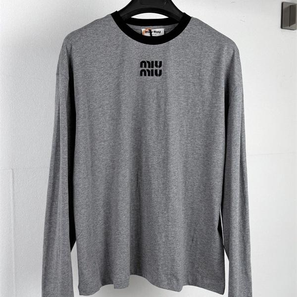 メランジグレー MIU MIU ミュウミュウ コピー クルーネックロンT デイリー仕様