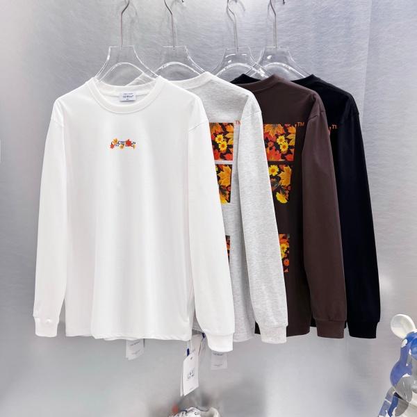 メープルリーフアロー 長袖Tシャツ OFF-WHITE激安 オフホワイト アートプリント ストリート