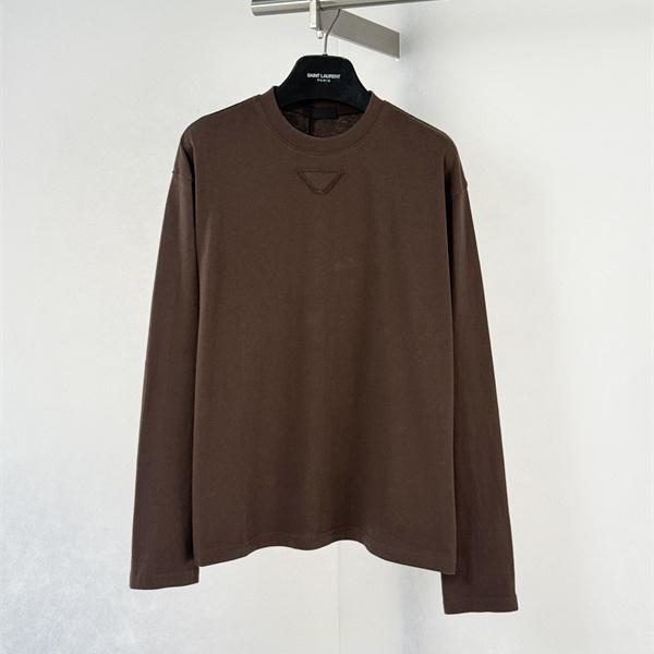 エンボス調トライアングル モカブラウン PRADA プラダ コピー クルーネックロンT シックスタイル