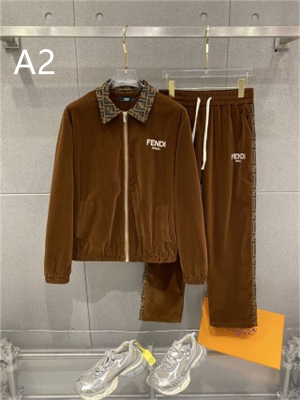 ブルー・ブラウン・ブラック FENDI フェンディ コピー ジャケットパンツセット レトロスポーツ