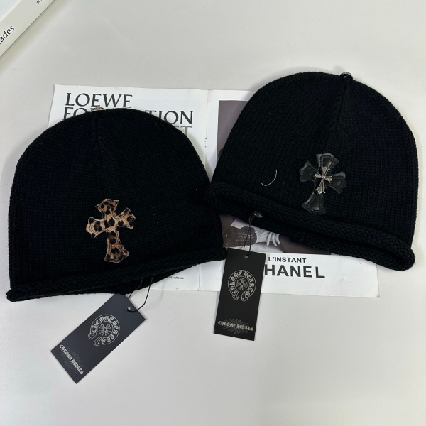 レオパードクロス ビーニー クロムハーツ激安 Chrome Hearts ブラック ニット帽 ストリート